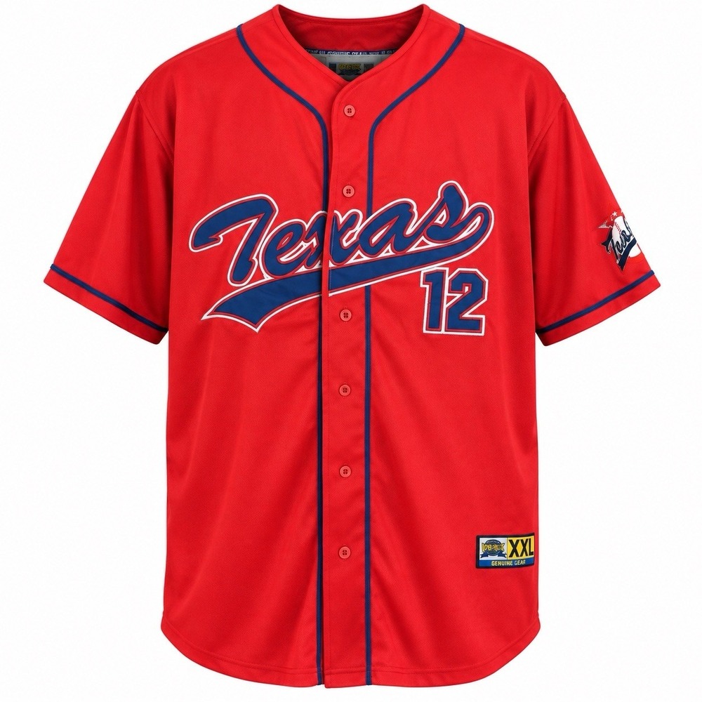 Y2K United Pacific Genuine Gear Texas #12 Baseball Jersey Red XXL